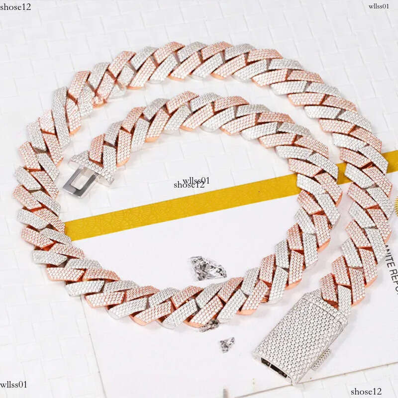 Yy New Arrived 20mm 4 Rows Cuban Link Chian Moissanite Pass Dia Tester Sier Fine Jewelry Necklaces for Men