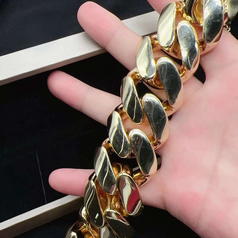 30MM Big Size Men Hip Hop Jewelry Brass Real Gold Plated k Chain Cuban Bracelet