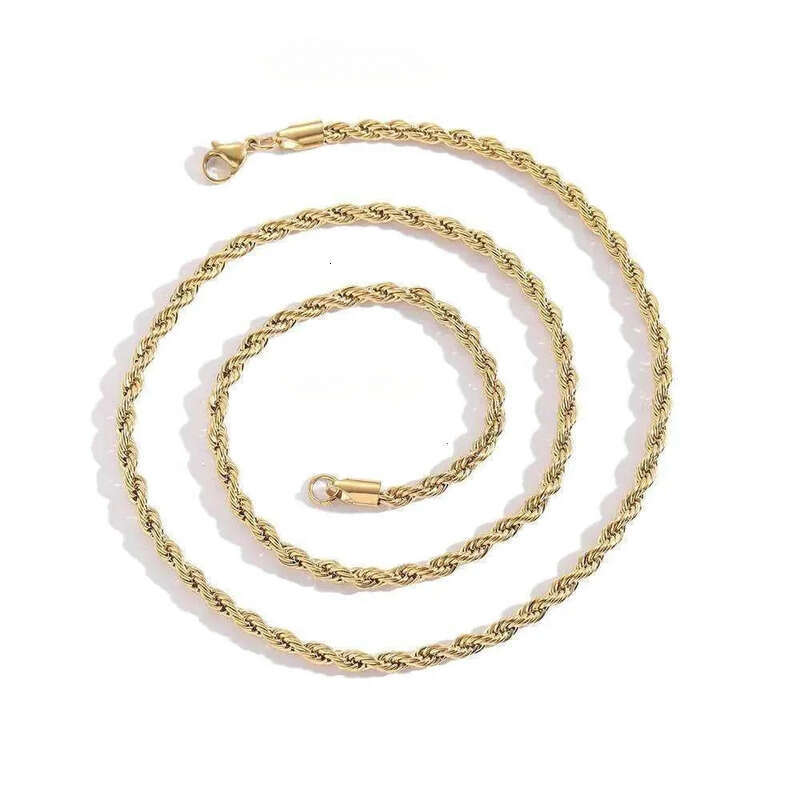 designer jewelry women gold necklace High Quality Gold Plated chain Stainless Steel Necklace For Women Men Golden rope chains gift 2-5mm