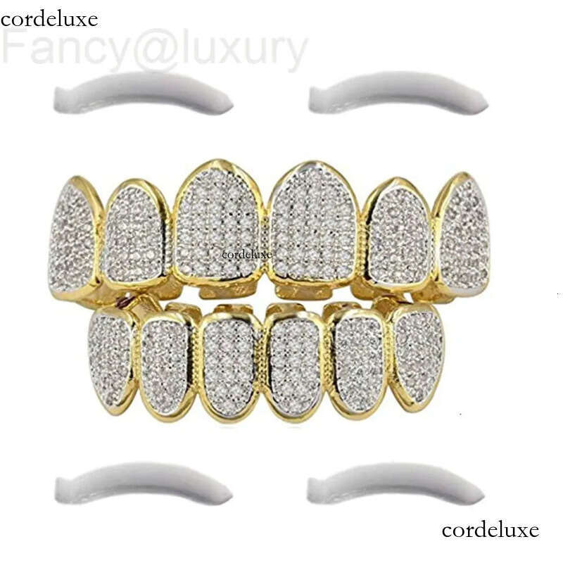 Moissanite Gold Plated Hip Hop Grillz Top And Bottom Grills For Mouth Teeth 2 EXTRA Molding Bars Every Style 32