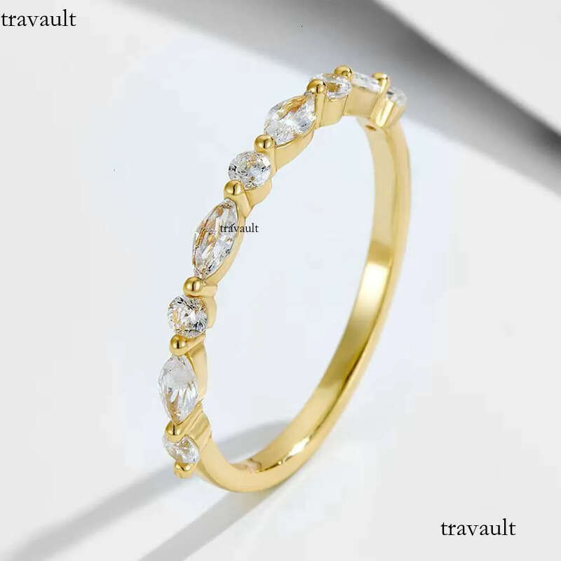 DHCollections Hot Sale S Sier Ring Gold Plated Delicate Bg Dia Cubic Zirconia Cz Pave Engagement Rings for Women