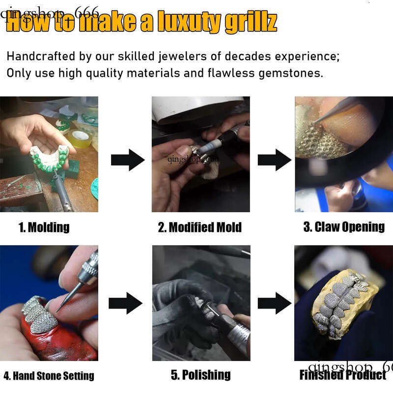 Pass Dia Tester Princess Cut Custom Moissanite Grillz Hiphop Jewelry Sier Gold Iced Out Dental Grills for Teeth 53