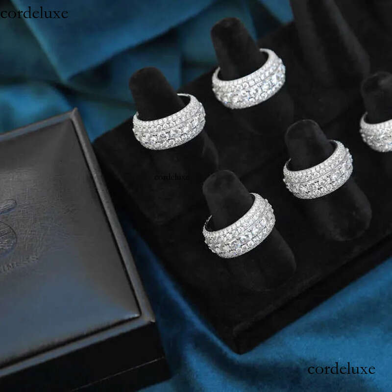 Sier Ring Moissanite Designer Jewelry Fashion Ice Crystal Men Women Hip Hop b2