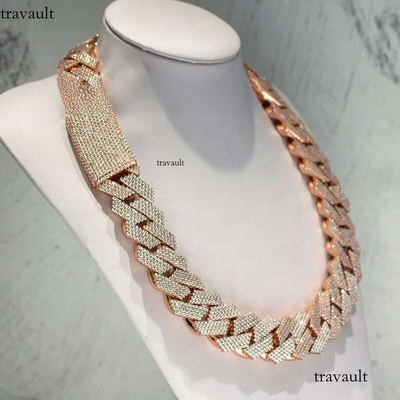 Buss Down Thicker 22mm Heavy Solid Sterling Sier Iced Out Moissanite Cuban Link Chain