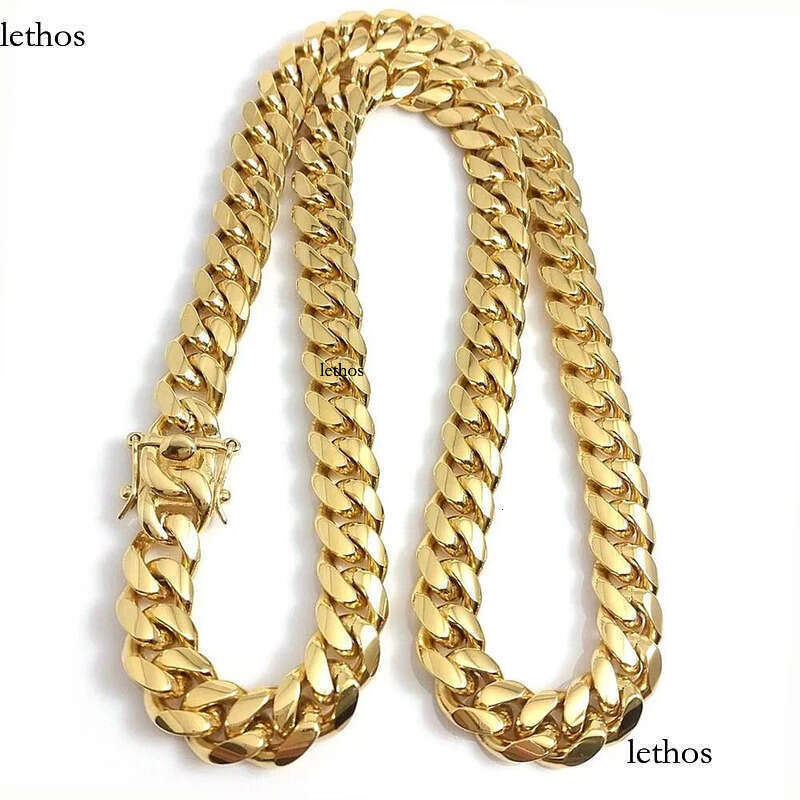 Gold Miami Cuban k Chain Necklace Men Hip Hop Stainless Steel Jewelry Necklaces 97