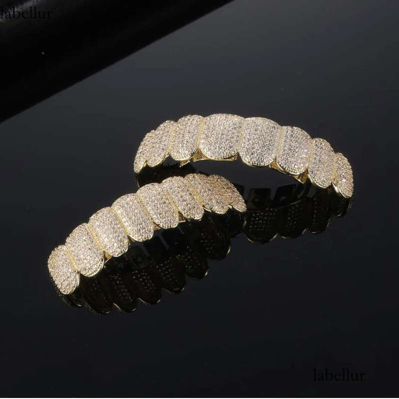 Exclusive Customization Moissanite Teeth Grillz Iced Out Hop Sier Decorative Braces Real Dia Bg Tooth Grills For Men Women No Need Provide Molds ff