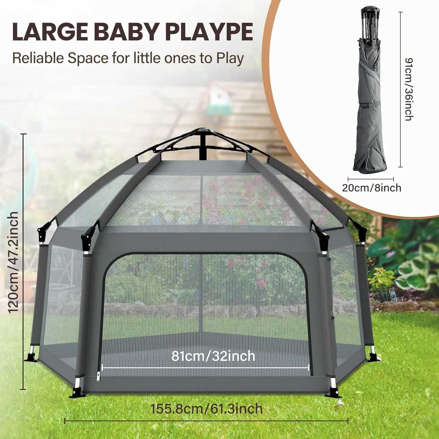 Baby Playpen with SelfInflating Play Mat Travel Bag Portable Outdoor Playpen for Babies and Toddlers Foldable Pop Up Play T C250929