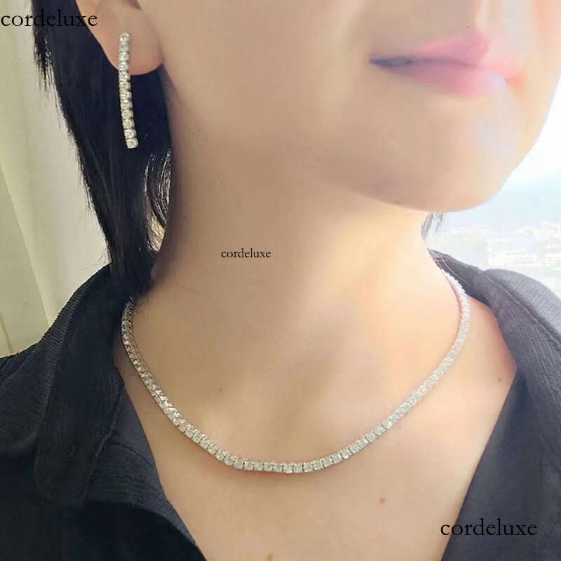Fine Jewelry Men Women Sterling Sier Moissanite Dia Cluster Iced Out Tennis Chain Necklace 64