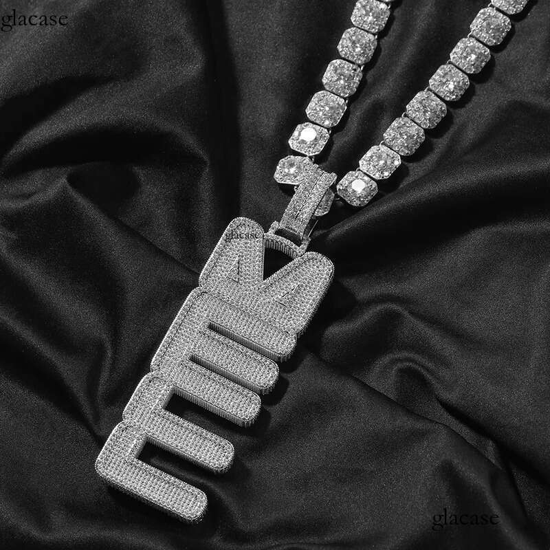 Hip Hop DIY Custom New Font Vertical A-Z Name Letters Pendant Necklace Jewelry 5f