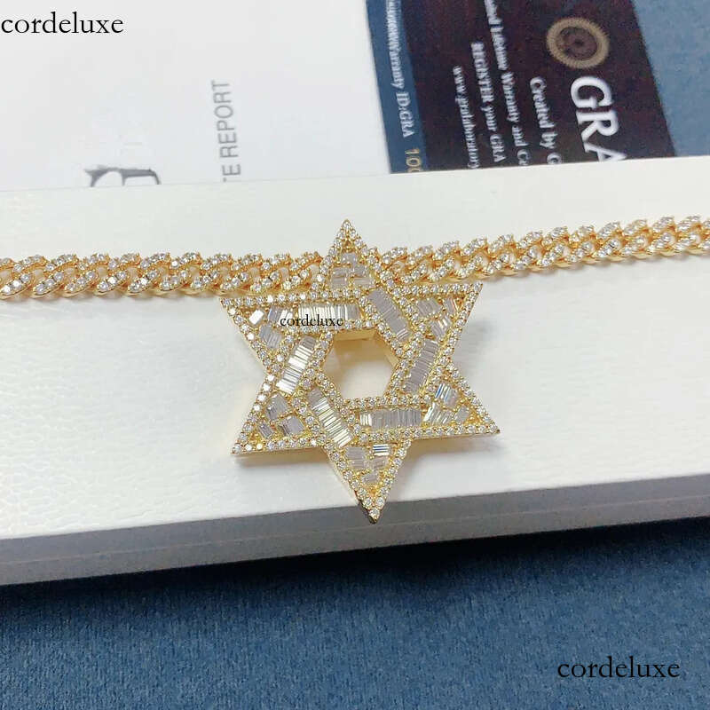 Good Quality Sier baguette Moissanite Hip Hop Je Star of David Jewelry Iced Out Custom Pendant 8e