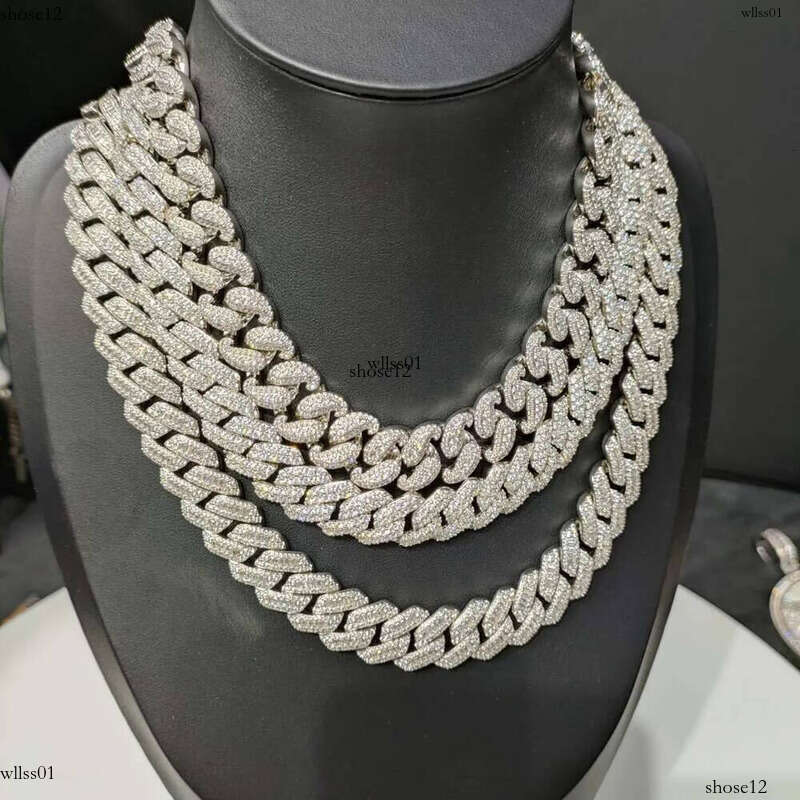 16-20mm Hip Hop Vvs Moissanite Dia Link Mens Jewelry Oem Sier Iced Out Cuban Chain