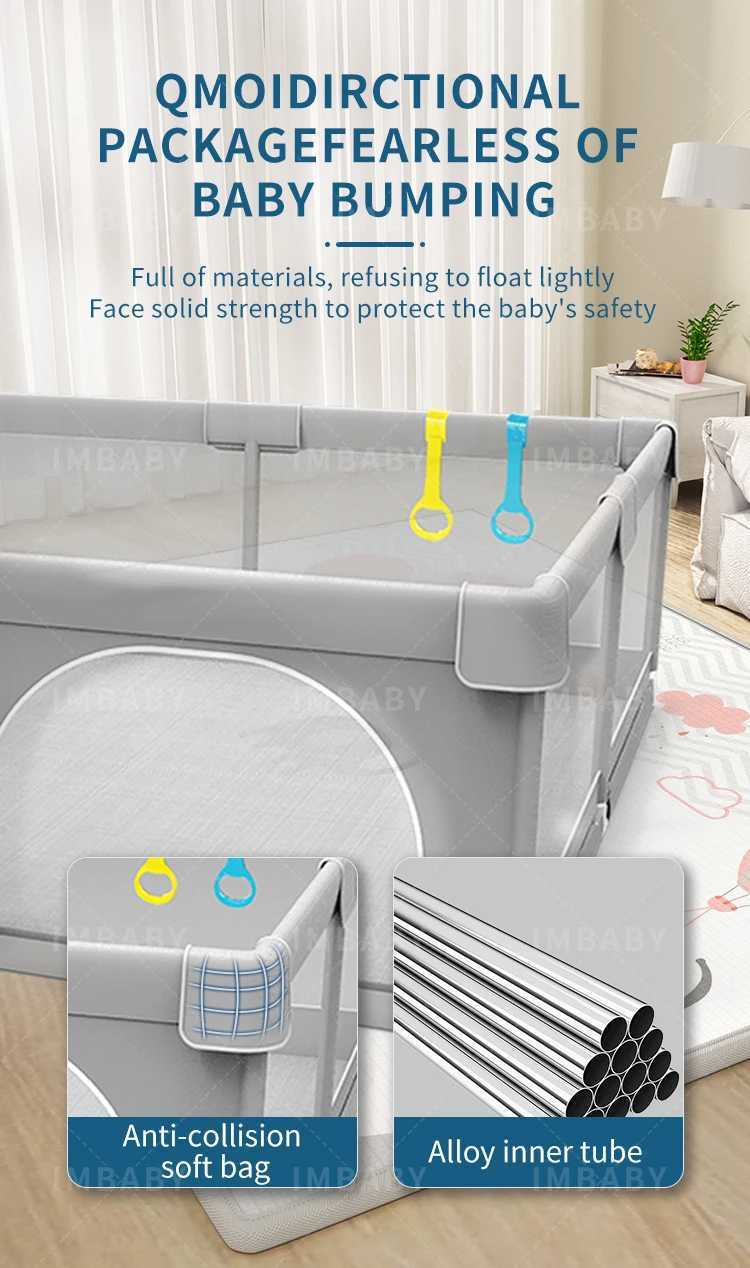 Baby Playpens Light Gray Childrens Play Playpen Large Indoor Baby Playground with Protective Angle Activities Fence for Baby C250929