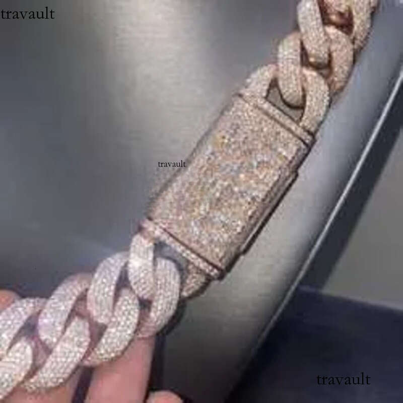 Pendant Necklaces Zuanfa Jewelry Hip Hop Rose Gold Made Miami VVS Moissanite Dia Cuban Link Chain with Custom Name Clasp 25M
