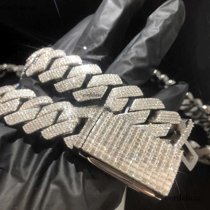 necklace moissanite chain sterling Sier pendant Miami Cuban Chain Moissanite Hip Hop Jewelry necklaces for men 6e