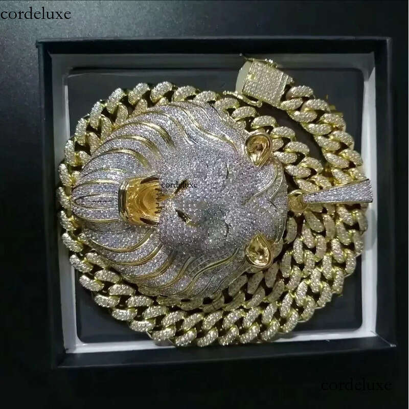 mens jewelry hip hop Iced out pendant designer necklace bling dia cuban link chain big pendants lion animal rapper accessories 0f