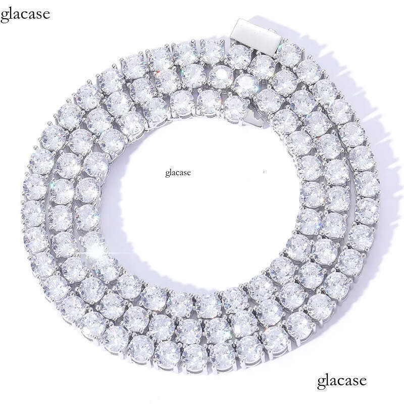Hip Hop Tennis Chains Jewelry TopBling 5A Zircon Dia Necklaces Spring Clasp Real Gold Plated 3mm 4mm 5mm 6b