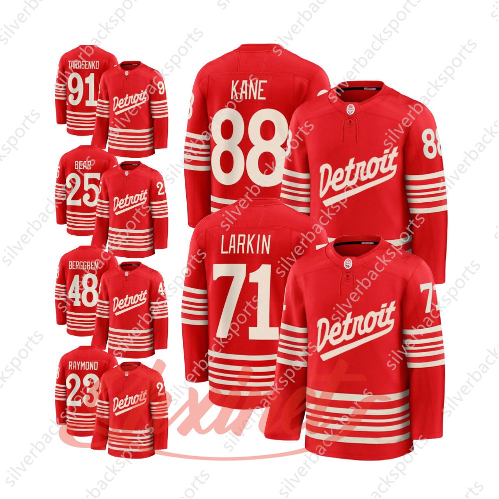 88 Patrick Kane 2025-26 Red Centennial Hockey Jersey 71 Larkins DeBrincat Seider Yzerman Lucas Raymond Gibson Custom Stitched Casual Wear Streetwear