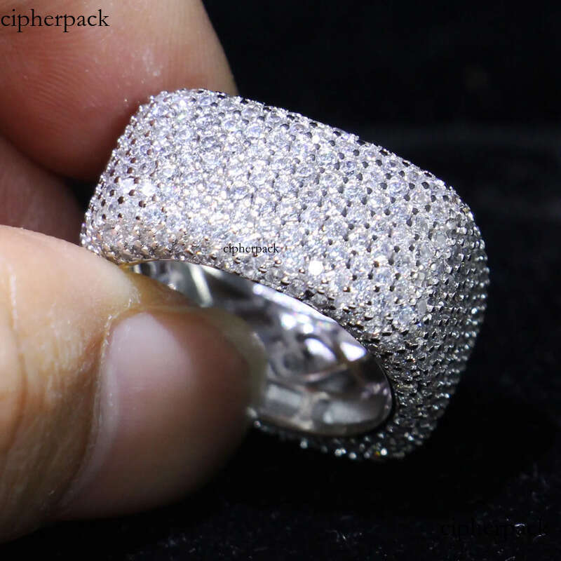 Stunning New Arrival Jewelry Sterling Siler Full Micro Pave White Sapphire CZ Gemstones Women Wedding Engagement Finger Ring 7d