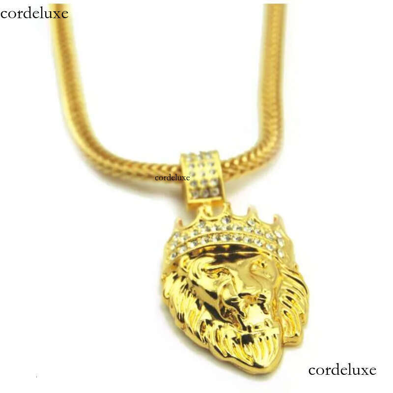 Hot Mens Hip Hop Jewelry Iced Out Plated Fashion Bling Lion Head Pendant Men Necklace Gold Filled For Gift/Present GB1513 34