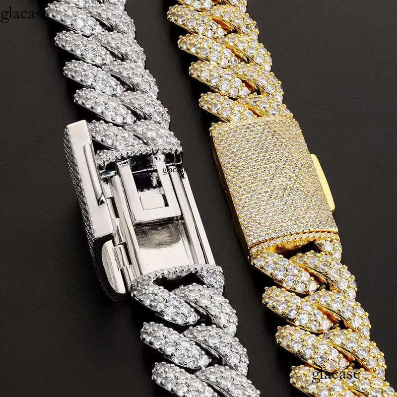 Fine Jewelry Hip Hop Iced Out Vvs Moissanite Miami Cuban Link Chain Necklace for Men 45