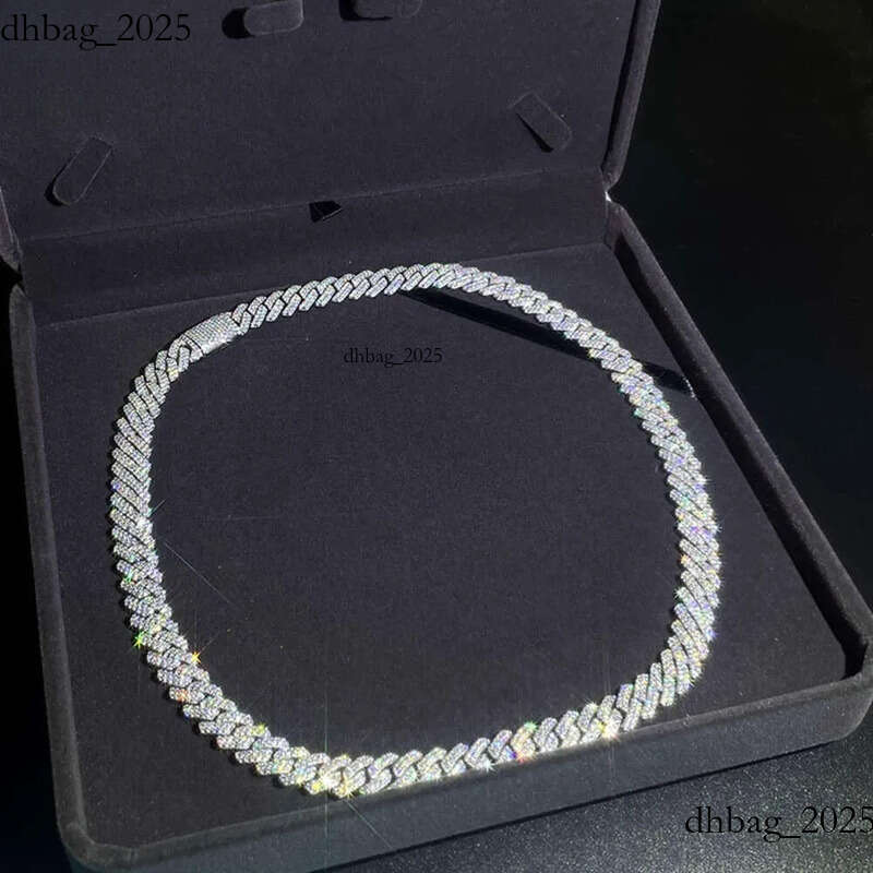 10mm Hip Hop Necklace for Pendant White Sterling Sier Iced Out Vvs Moissanite Dia Cuban Link Chain Men Women