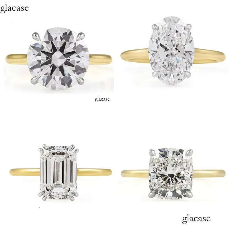 Custom Sier 14K Gold Lab Grown Dia/Moissanite Rings Fashion Solitaire Dia Ring for Wedding and Engagement 12