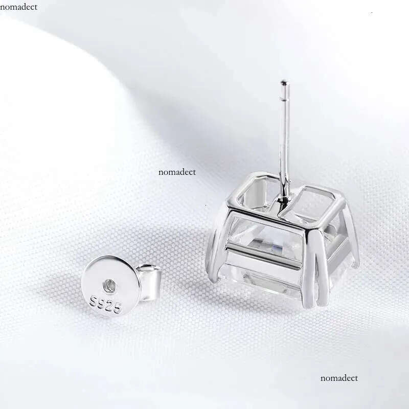 Smyoue 1CT 2CT 4CT Emerald/Radiant Cut Moissanite Stud Earrings for Women D Color Lab Dia Sterg Sier Jewelry 73