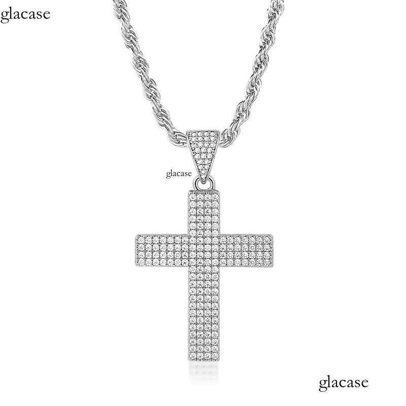 Hip Hop Full 5A Zircon Cross Pendant with TopBling Tennis Chain Men Jewelry Gift c5