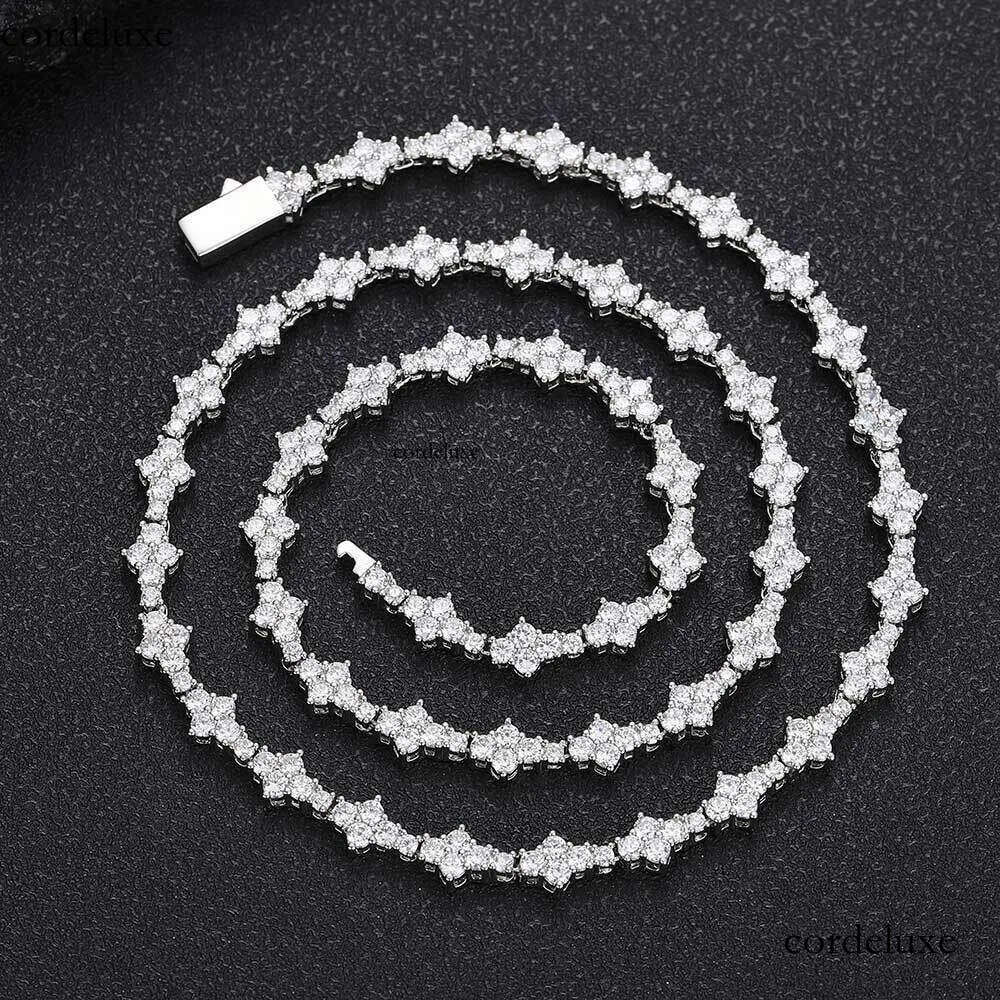 Nuoya 6.5mm Iced Out Vvs Dia wer Shape Hip Hop Jewelry Sterg Sier Moissanite Tennis Chain Necklace 2b