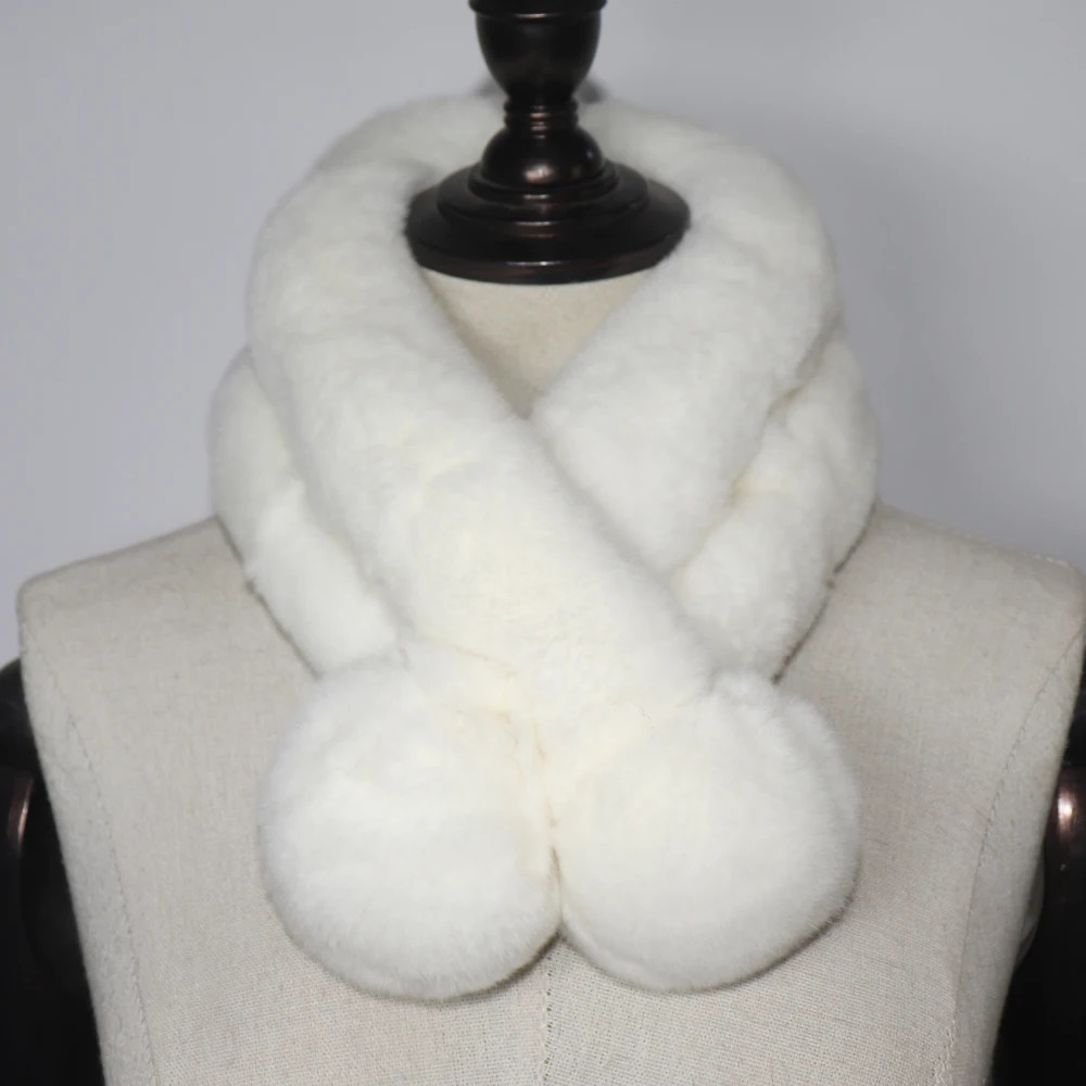 Rex Rabbit Fur Scarf Women Winter Warm Real Rex Rabbit Fur Scarf Natural Soft Rex Rabbit Fur Scarves Lady Real Fur Mufflers 250929