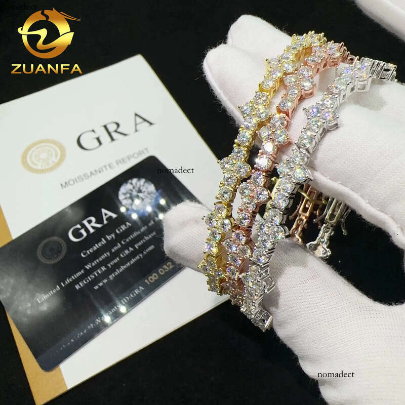 Hot Selling Sterling Sier Lab Dia Iced Out Vvs Moissanite Hip Hop Jewelry Tennis Chain Bracelet 62