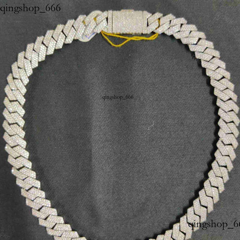 necklace moissanite chain Hip Hop Bling Vvs Moissanite Dia-studded Cuban Chain 12mm 3 Rows Sterling Sier Iced Out d1