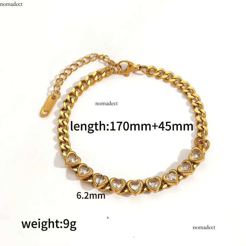 NK Chain Dia-encrusted Stainless Steel a Fashionable and High-end Heart-shaped Bracelet for Women 03