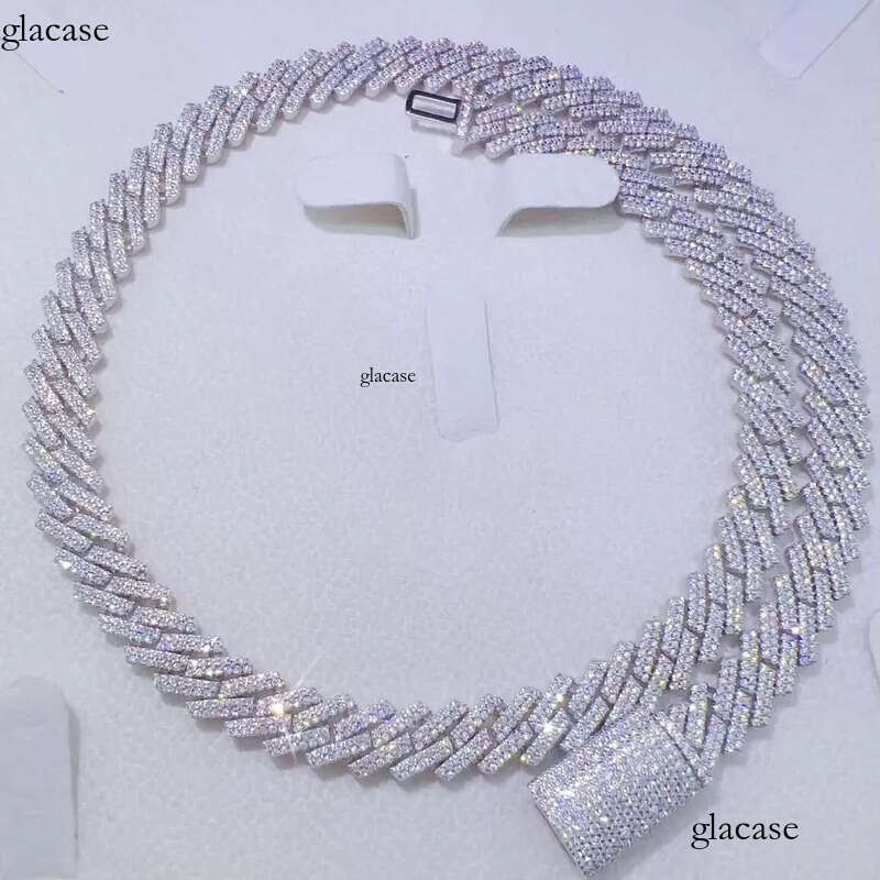 Hot Sale 10mm Sterling Sier Moissanite Cuban Link Chain Necklace and Bracelet New Type Jewelry e4