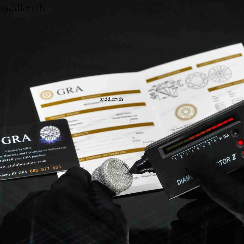 Fine jewelry iced out hip hop cuban gold plated sterling sier vvs moissanite dia ring for men bd b0