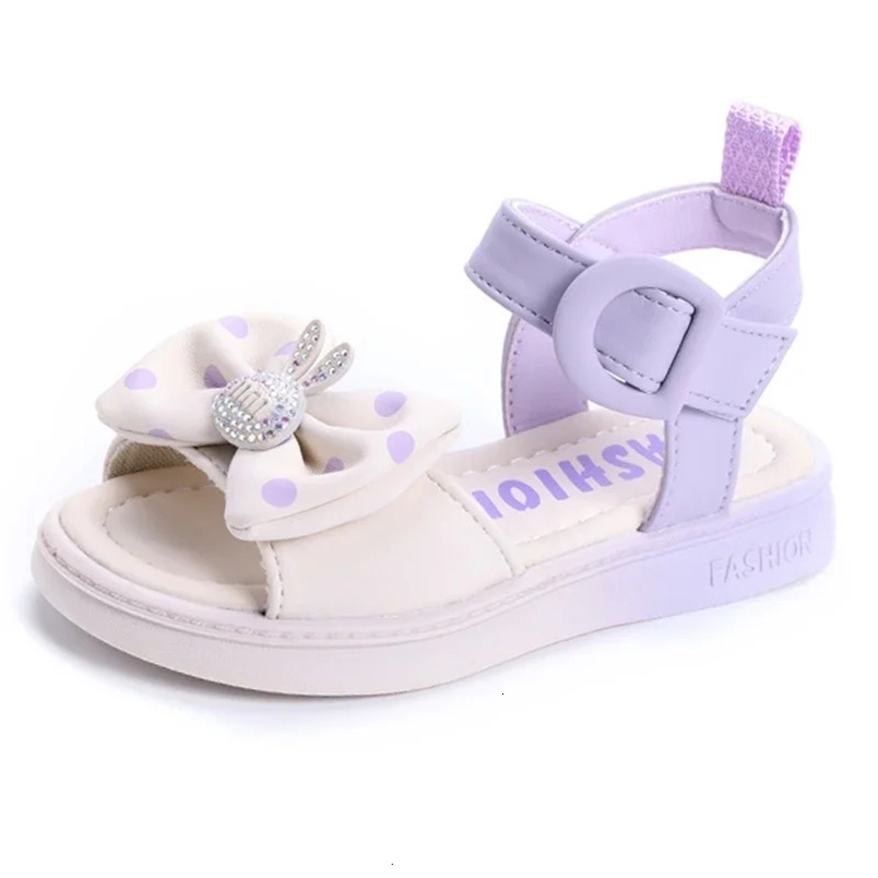 Girls Sandals Summer Soft Sole Fashion Bow Girl Princess Sandals Casual Childrens Beach Shoes 240513