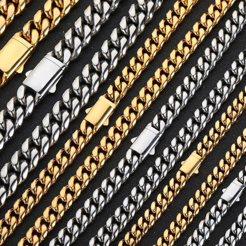 cuban chain for 8-14mm width stainless steel non tarnish link necklace hip hop womens choker links necklaces men women designer jewelry