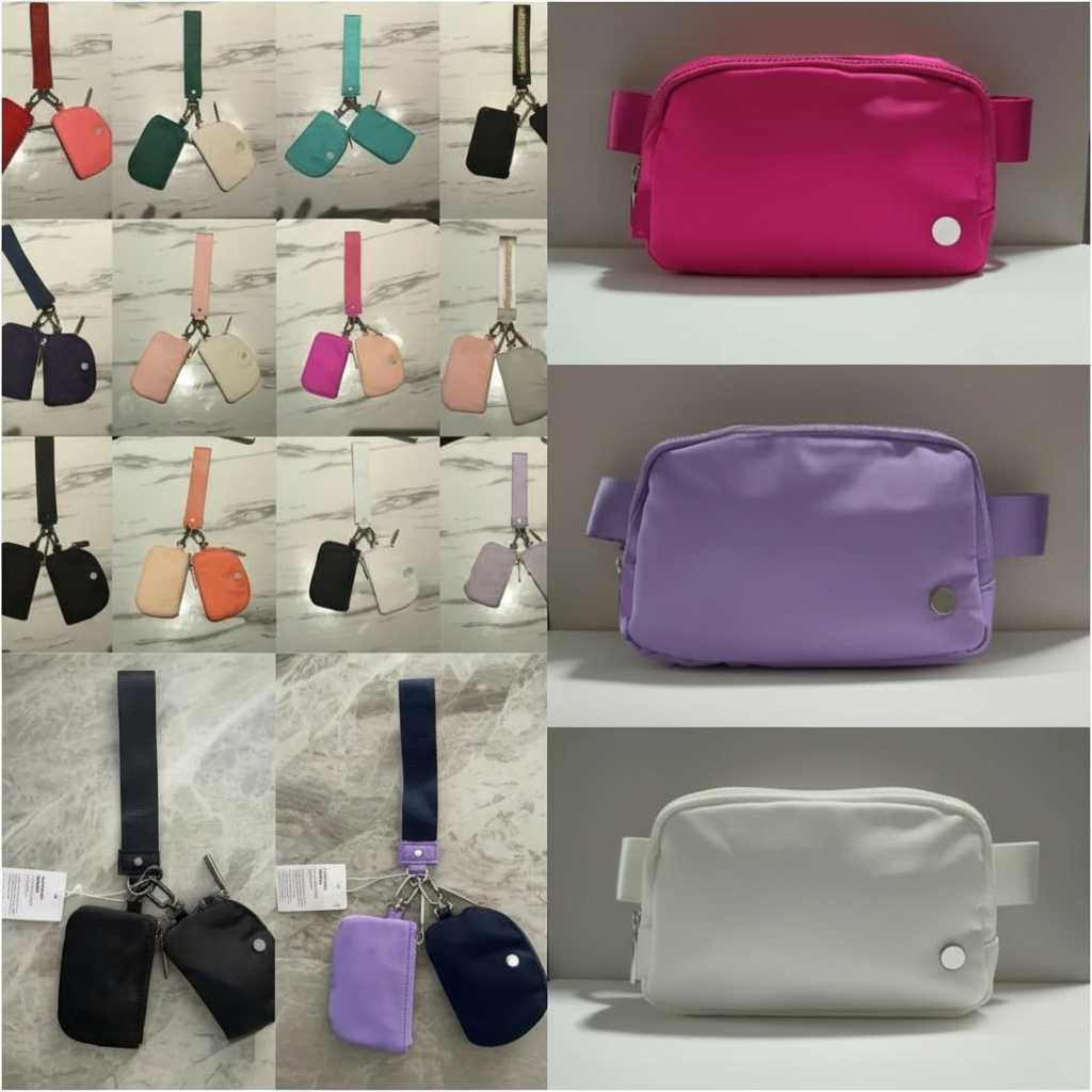 TOP Quality Black Bag Dual Pouch Mini Zip Around Portable Luluity Lemonism Keychain Wallet Pocket bag coin purse butler key bag mini Luluity Lemonism belt bag