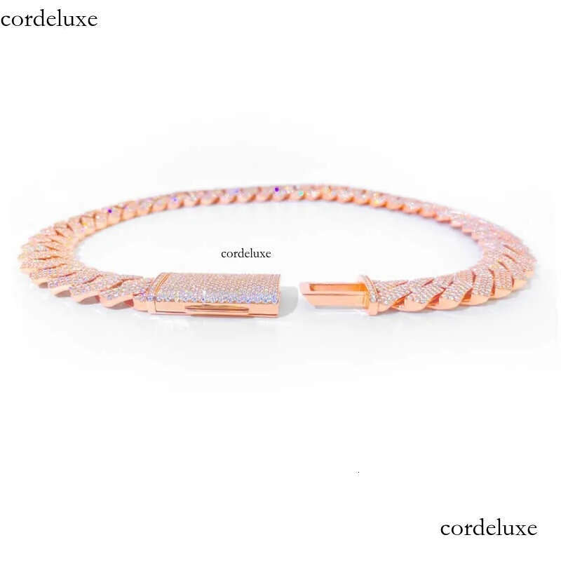 Bracelet Designer Jewelry Cuban k High Quality 3 Rows VVS Moissanite Dia Chain White Rose Gold Plated Hip-hop Chains for Men Necklace 60