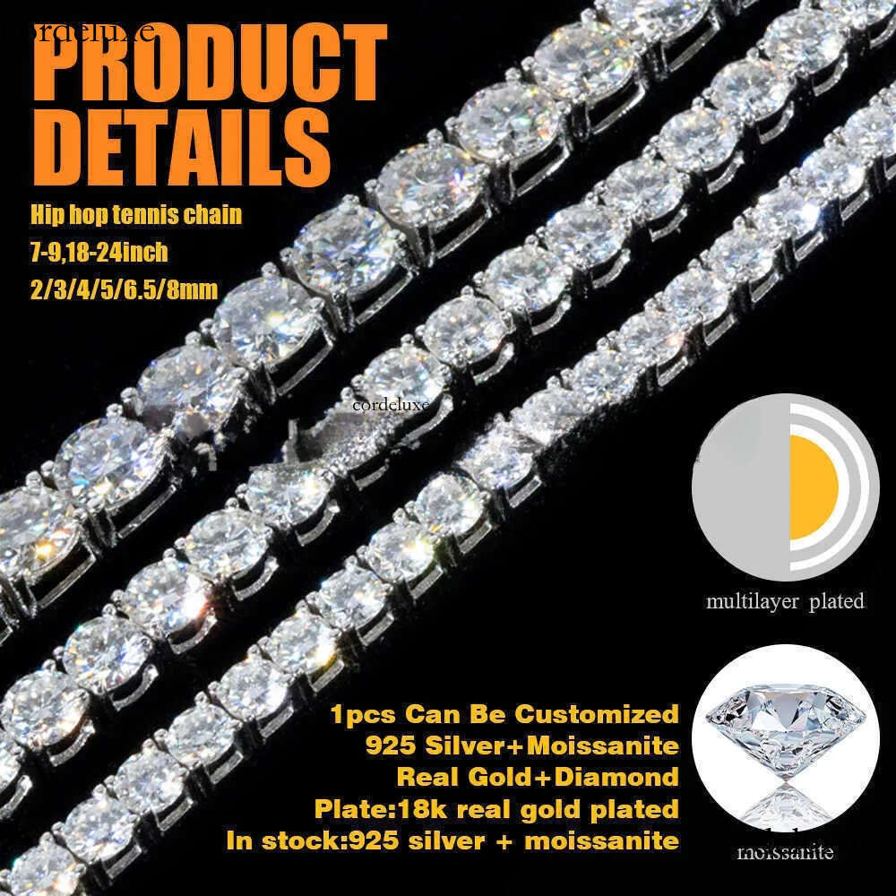 Pendant Fine hip hop jewelry sterling sier fashion vvs moissanite necklace dia mossanite tennis chain necklaces for women 9e