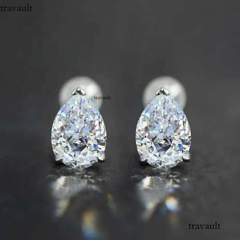 Zuanfa Best Selling Jewelry 1ct-3ct d Lab Pear Moissanite Dia Popular Sterling Sier Mens Stud Earrings