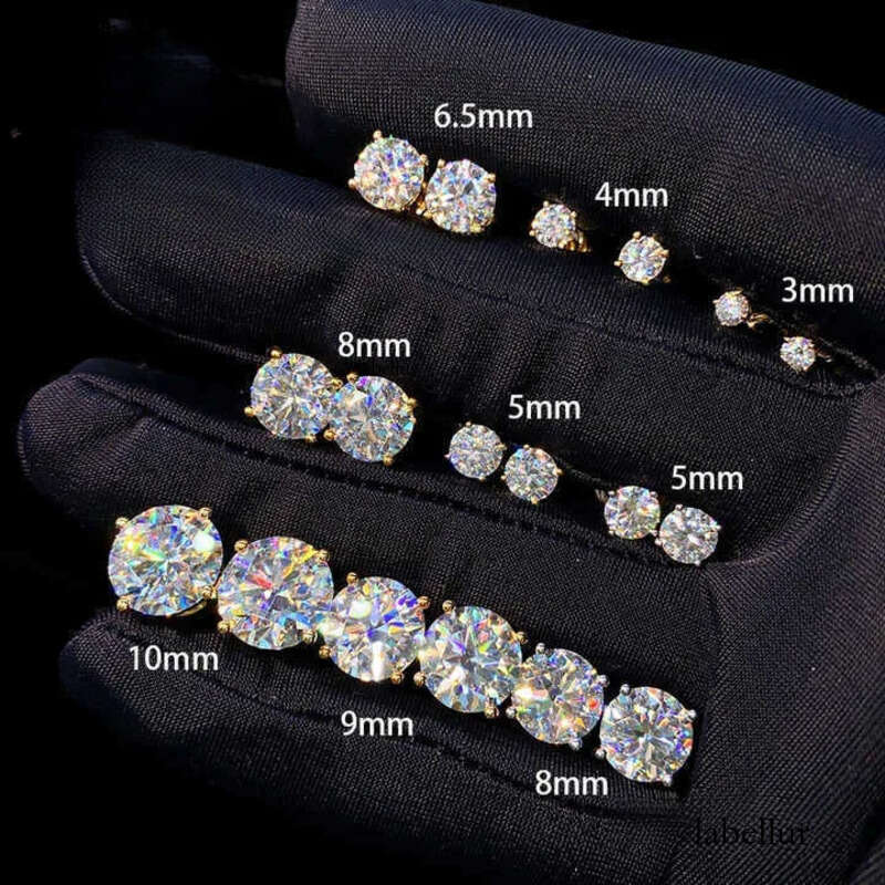 Affordable Price Screw Back VVS Moissanite Hip Hop S Sier 10K 14K Gold Dia Round Solitaire Stud Earrings bf