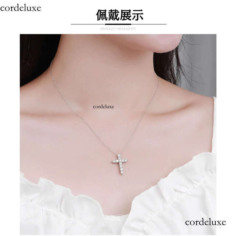 2023 New Pass Dias Tester VVS Initial Mossanite Pendant Dia Cross Fine Jewelry Necklaces Moissanite Sterling Sier c7