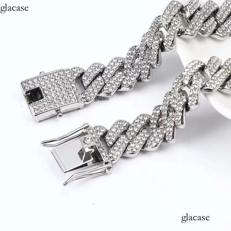 Custom Fashion Jewelry Gold Plated Alloy 14MM Chunky Full Dia Zircon Cuban Chain Link Necklace Women Men e2