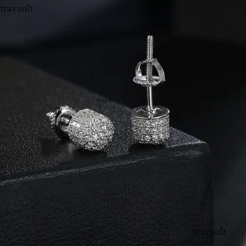 HipHop Half Round Thread Earrings for Women Micro Set AAA Zircon Party Banquet Womens Jewelry