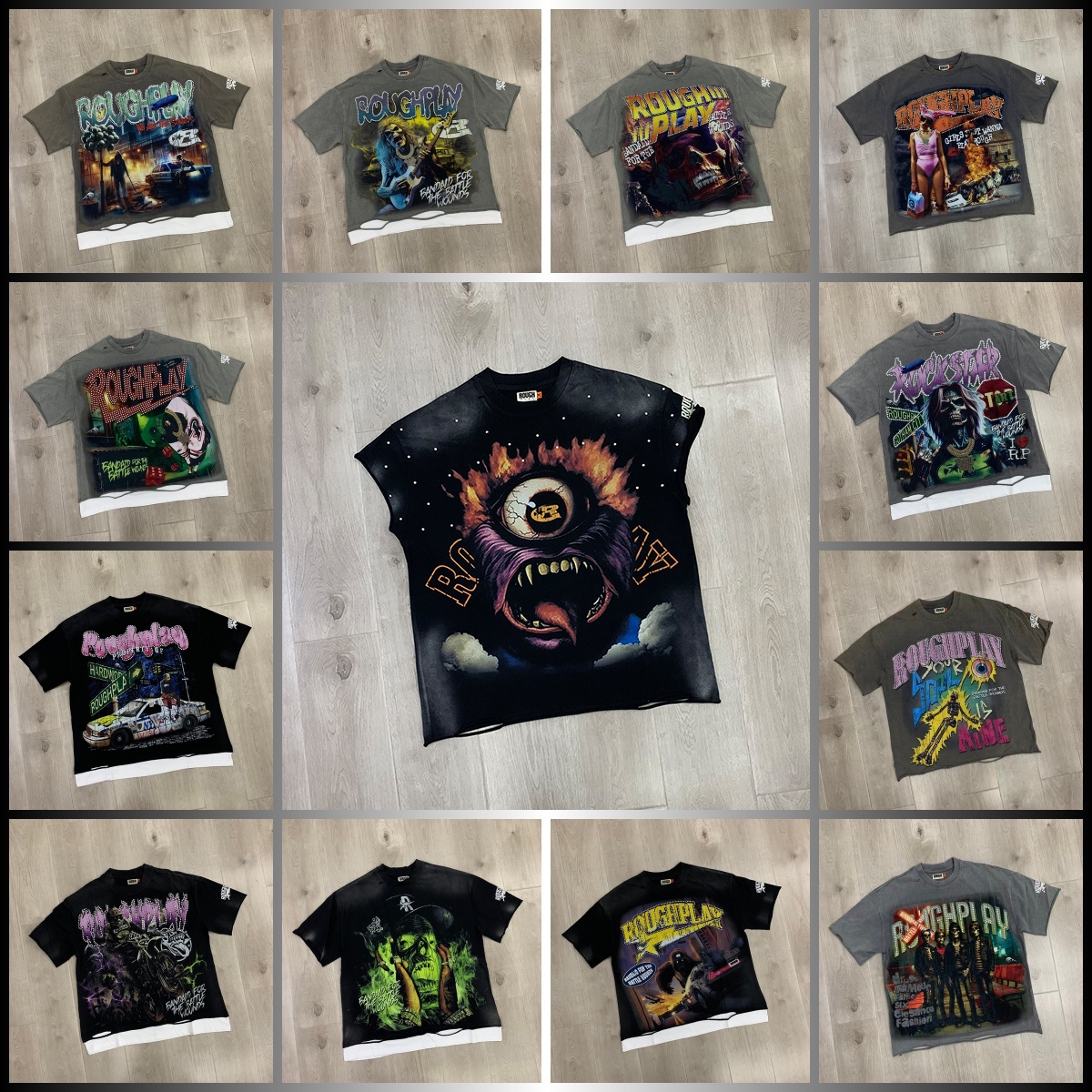 roughplay summer men t shirt designer t shirt mens hip hop oversized graphic tee y2k streetwear fashion party tee s--xl