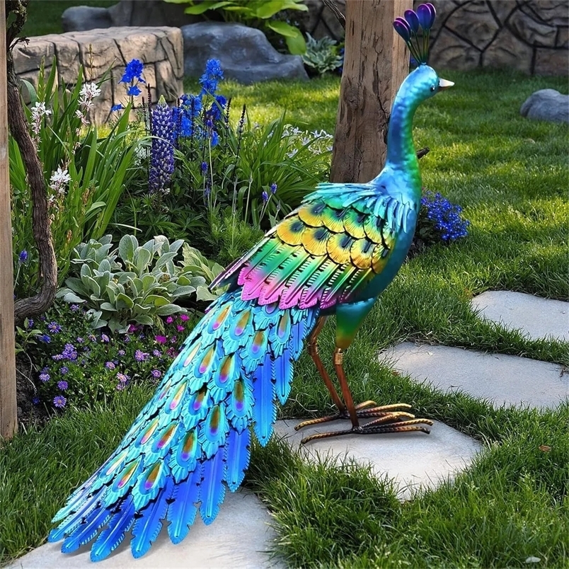 Peacock Statue Sculpture Handmade Crafts Ornament Animal Figurine Standing Posture Collectible Peacock Figurine Garden Craft 250517