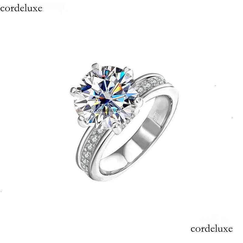 Ladies Sterling Sier 3ct 5ct VVS Moissanite by Dia Test Wedding Crown Nail Ring Designer jewelry 1b