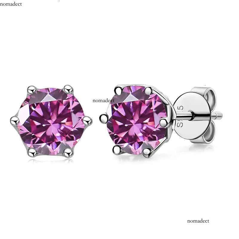 1CT D Color Women's Earrings Purple Green Moissanite Stone S Ear-Studs for Women Man Sparkg Jewerly 7e