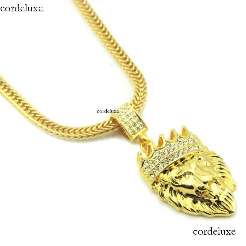 Hot Mens Hip Hop Jewelry Iced Out Plated Fashion Bling Lion Head Pendant Men Necklace Gold Filled For Gift/Present GB1513 34